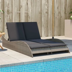 Lettino Prendisole Con Cuscini Grigio 114x205x73 Cm Polyrattan /