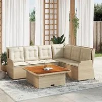 Set Divani da Giardino 5 pz con Cuscini in Polyrattan Beige 3262618