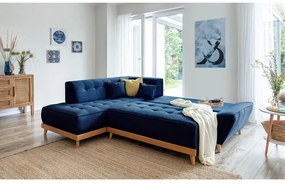 Divano letto angolare blu navy L, angolo sinistro Dazzling Daisy - Miuform