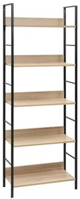 Scaffale Libri 5 Ripiani Rovere 60x27,6x158,5 Legno Multistrato /