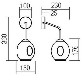 Redo 01-2618 - Applique PIERCE 1xE27/42W/230V nero/fumé