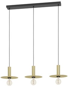 Lampadario A Sospensione Moderno Escandell Acciaio Nero Ottone 3 Luci E27