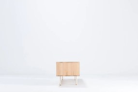 Mobile TV bianco-color legno naturale in legno di quercia 200x48 cm Fina - Gazzda