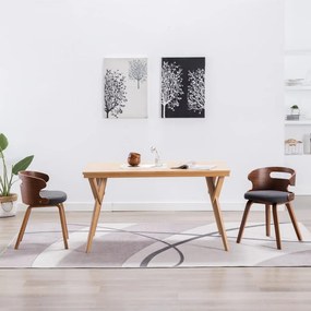 Sedie Da Pranzo 2 Pz Legno Curvato E Tessuto Grigio Scuro /
