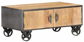 Tavolino Da Salotto 90x50x39 Cm İn Legno Massello Di Recupero /