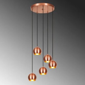 Lampadario a sospensione con filo SIVANI 5xE27/40W/230V rame