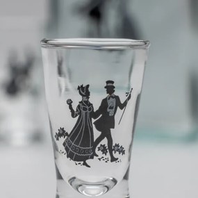 Set 1x bottiglia di vetro e 2x bicchiere per shot limpido con motivo di danza