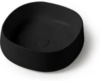 Lavabo da appoggio 42 cm con angoli stondati in ceramica nero opaco Milos