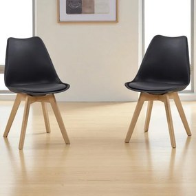 Set 2 sedie Kaira nere in stile scandinavo per cucina o sala