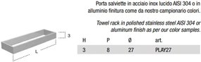 Porta Salviette 27x8x3 a muro in acciaio Inox Lucido Play27 IAAPLA27 Antonio Lupi