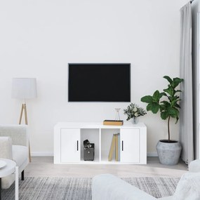 Mobile porta tv bianco lucido 100x35x40 cm in legno multistrato