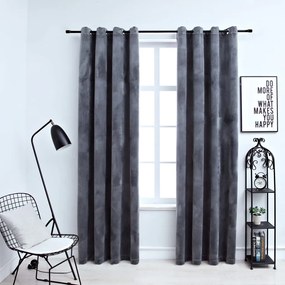 Tende Oscuranti Con Anelli 2 Pz Antracite İn Velluto 140x175 Cm /