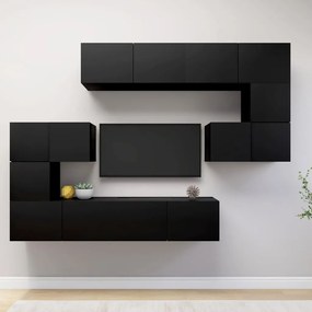 Set di mobili porta tv 8 pz nero in legno multistrato