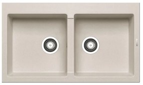 Lavello integrato 2 vasche in granito beige PYRAMIS Athlos L 50 x L 86 cm