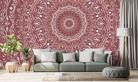 Carta da parati – Mandala in stile vintage in tonalità rosa