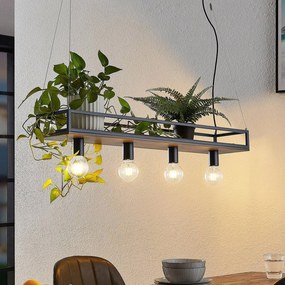 Lampada a sospensione Kirista Lindby, dimmerabile, Nero, Soggiorno / Sala da pranzo, Metallo, Vintage, Lampada a sospensione