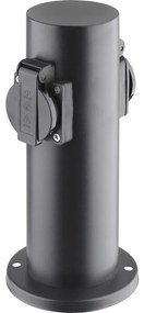 Solight PG10B - Colonna presa esterna 2Z 230V IP44 nera tonda