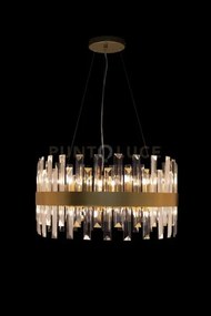 Zenna lampadario sospeso  rotondo, oro satinato, cristallo traspare...