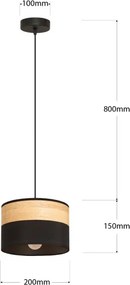 Lampadario a sospensione con cavo ALBA 1xE27/15W/230V Ø 20 cm nero/marrone