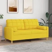 Divano a 2 Posti con Cuscini Giallo Chiaro 140 cm in Tessutocod mxl 118949