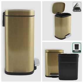 Cestino per la spazzatura oro opaco in acciaio con pedale 5 l Akira – Spirella