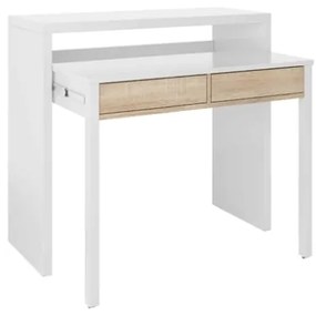 Scrivania Consolle Estraibile Salvaspazio 98x36x87 Cm Bianco E Rovere