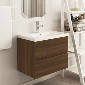 Mobile lavabo rovere marrone 60x38,5x45 cm in legno multistrato