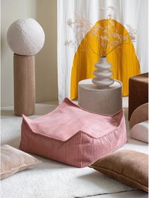 Pouf a sacco per bambini rosa con rivestimento in velluto a coste Square – Wigiwama