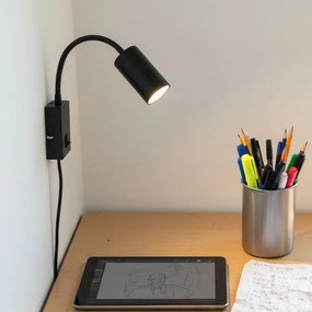 Globo 57911WB - Lampada flessibile da muro ROBBY 1xGU10/25W/230V nero