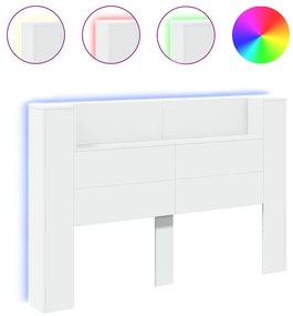 Testiera con contenitore a led bianca 160x16,5x103,5 cm