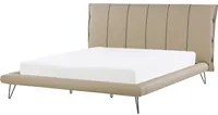 Letto 180 x 200 cm Gambe in metallo ecopelle beige con struttura imbottita