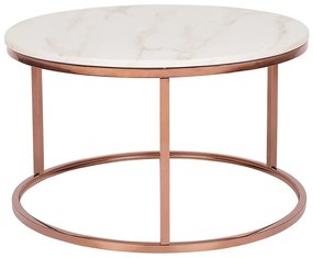 Tavolino effetto marmo beige e rame ⌀ 70 cm CORAL Beliani