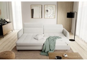 Divano angolare color crema allungabile/con contenitore (con penisola a sinistra/con chaise lounge) e rivestimento in bouclé Gomsi – ELTAP