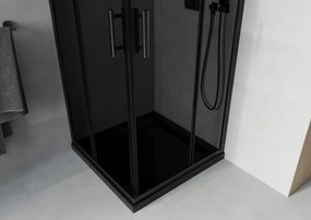 Mexen Rio cabina doccia quadrata 80 x 80 cm, grafite, nero + piatto doccia Flat, nero - 860-080-080-70-40-4070B
