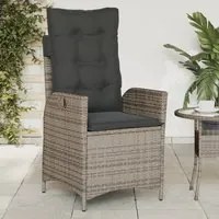 Sedia Reclinabile da Giardino con Cuscini Grigia in Polyrattan 365259