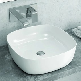 Kamalu - Lavabo appoggio 41cm in ceramica slim bianca |Litos-0015