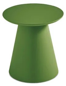 Tavolino rotondo con piano in legno e base in metallo Verde - TRIADE Small
