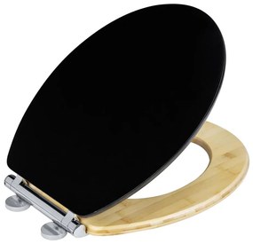 WENKO 25772100 - Sedile WC BAMBUZA 37x44 cm nero/marrone/cromo lucido