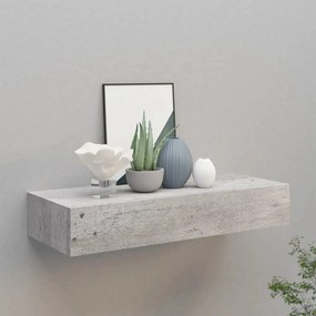 Scaffale Con Cassetti Da Parete Grigio Cemento 60x23,5x10cm Mdf /