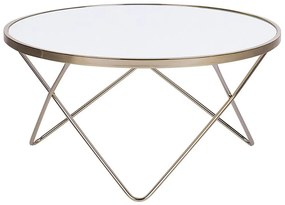 Tavolino da caffè vetro bianco e oro ⌀ 80 cm MERIDIAN II Beliani