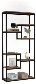 Libreria A Parete Stile Industrial In Ferro Con Ripiani Effetto Legno Rovere Emina