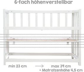 Culla bianca con altezza regolabile e per co-sleeping 90x45 cm Woodland Buddies – Roba