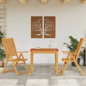 Set Da Pranzo Per Giardino 3 Pz İn Legno Massello Di Acacia /