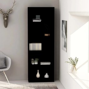 Libreria a 5 Ripiani Nera 60x24x175 cm in Legno Multistrato