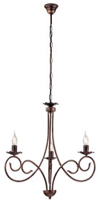 Lampadario Provenzale Candelabro Alma 3 Luci Ferro Battuto Nero E Rame