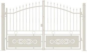 Cancello manuale elettrico Lavaredo in ferro, apertura centrale, L 308.5, H 165-195 cm, di colore bianco