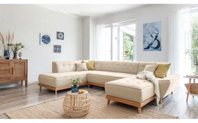 Divano letto angolare beige (angolo sinistro/"U") Dazzling Daisy - Miuform