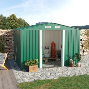 Casetta Box da Giardino in Lamiera Verde 246x192.5x177.5 cm...