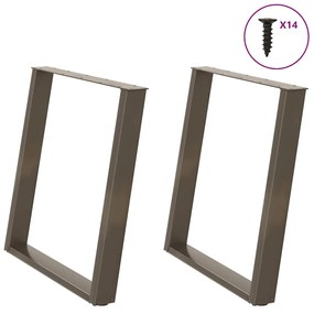 Gambe Tavolo Pranzo A U 2 Pz 70x(72-73) Cm Acciaio /