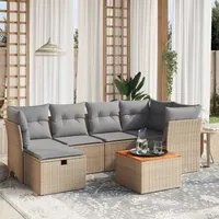 Set Divano da Giardino 7 pz con Cuscini Beige Misto Polyrattan 3264727